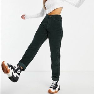 Topshop high waist corduroy mom pants, forest green